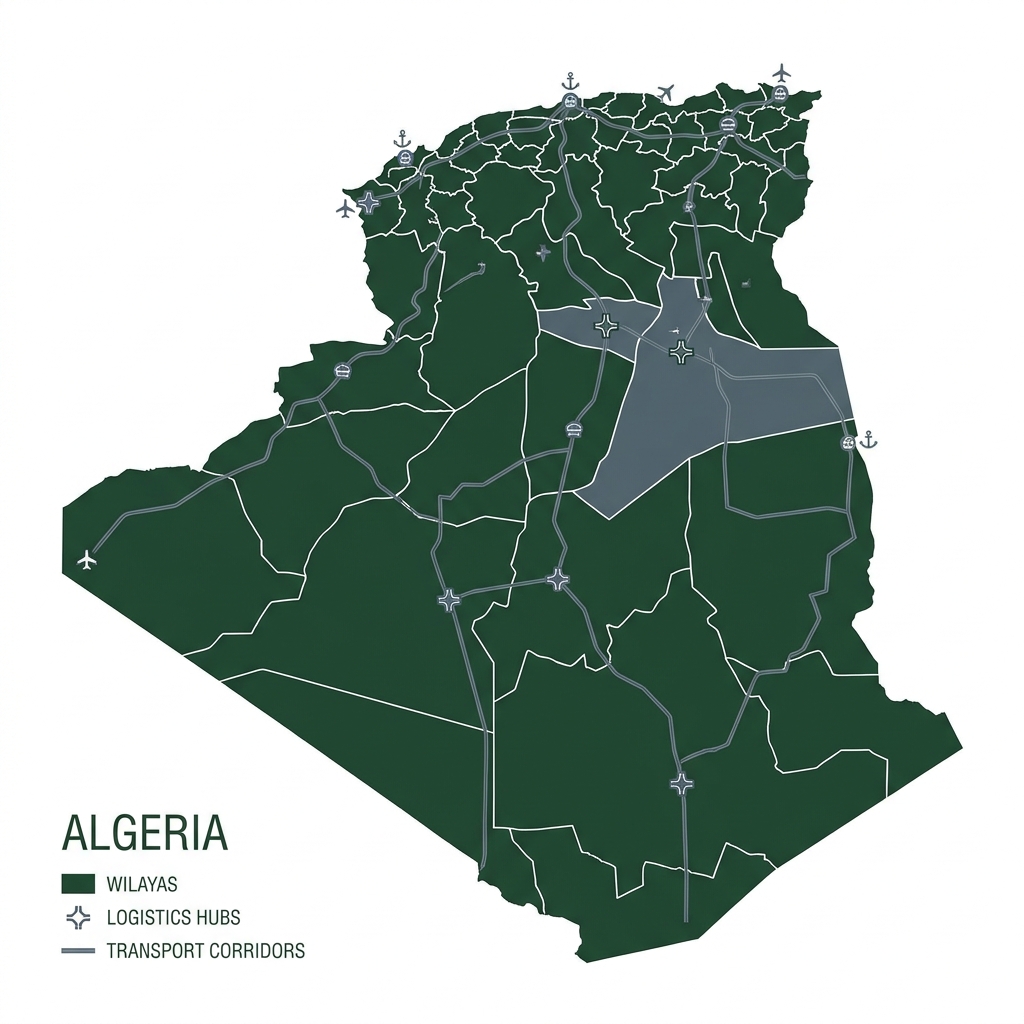 Carte administrative de l'Algérie et ses 58 wilayas